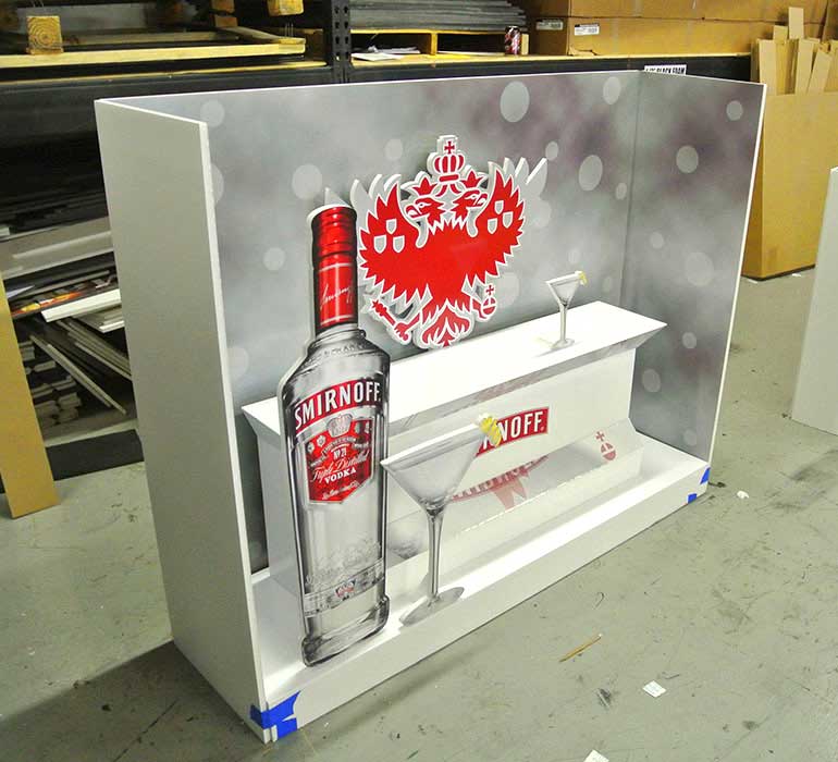 Physical Smirnoff three dimensional window display prototype.